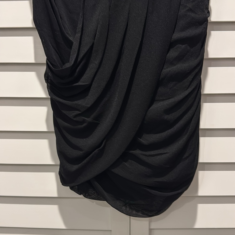 Express Draped Lined Mesh Pull Over Midi Skirt. - image 3